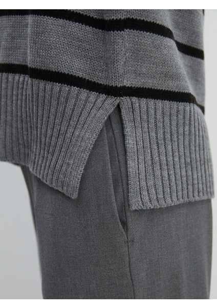 Yeni Sezon Bisiklet Yaka Çizgili Kadın Triko Kazak modelleri