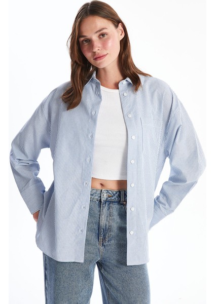 Yeni Sezon Çizgili Kadın Gömlek