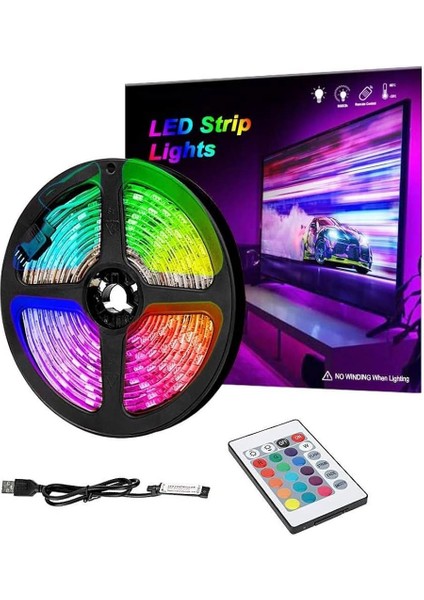 Bluetooth Kumandalı Tv Arkası Rgb USB Şerit LED 5metre
