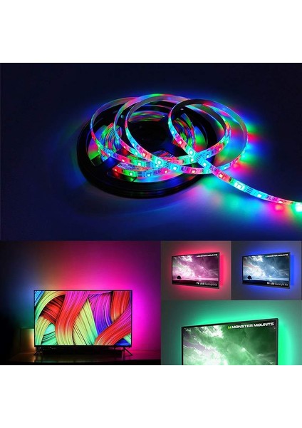 Bluetooth Kumandalı Tv Arkası Rgb USB Şerit LED 5metre fiyatları