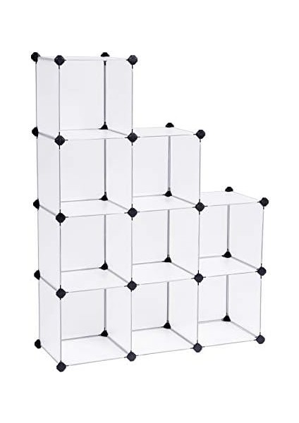 9 Bölmeli Raf Sistemi, Ayakkabı Rafı, Rafı, Giysi Dolabı, Oyuncak Dolabı, 93 x 31 x 123 Cm, Beyaz LPC115S modelleri