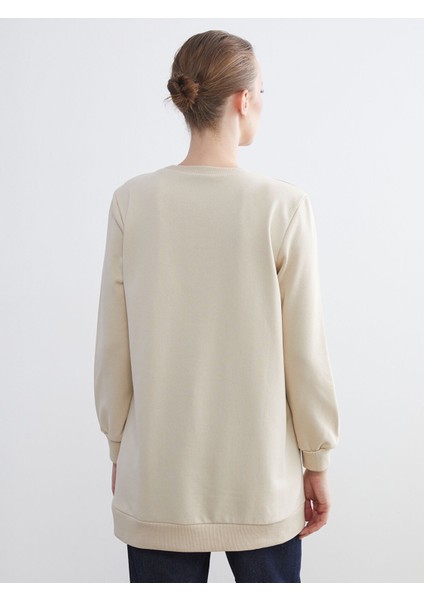 Yeni Sezon Bisiklet Yaka Çiçekli Kadın Sweatshirt Tunik fırsatları