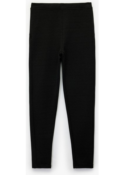 Slim Fit Normal Bel Viskon Karışımlı Tayt