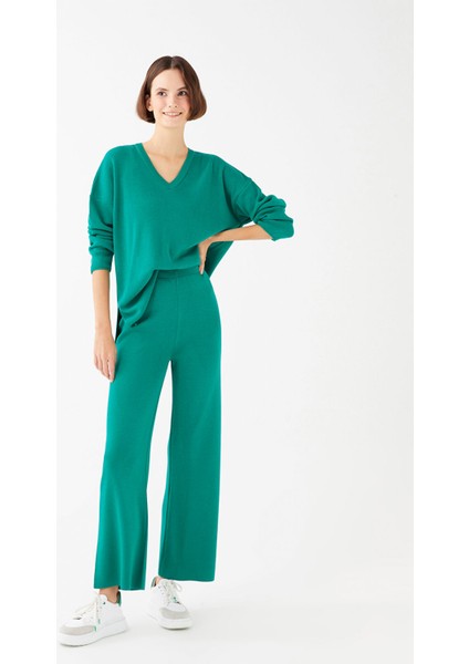 Yeni Sezon Kadın Beli Lastikli Düz Triko Pantolon fiyatları