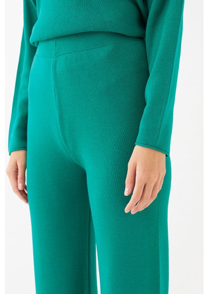 Yeni Sezon Kadın Beli Lastikli Düz Triko Pantolon fırsatları