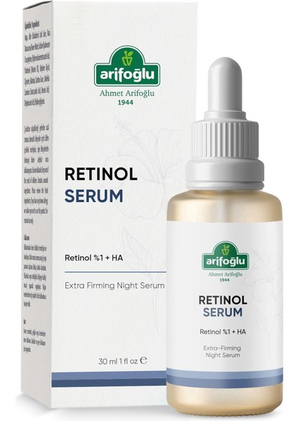 Arifoğlu Kırışıklık Karşıtı, Onarıcı Retinol (A Vitamini) Sıkılaştıcı Gece Serumu 30 ml Retinol%1+H