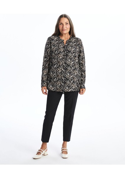 Yeni Sezon Kaçık Yaka Desenli Uzun Kollu Kadın Bluz fiyatları