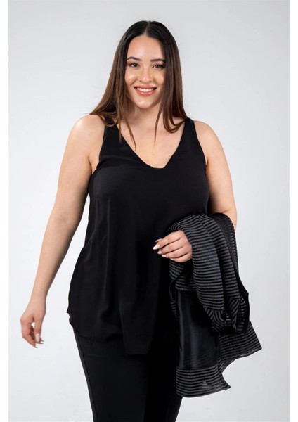 Kadın Büyük Beden Rachel Abiye Bluz Ceket Takım Siyah-Gümüş fiyatları