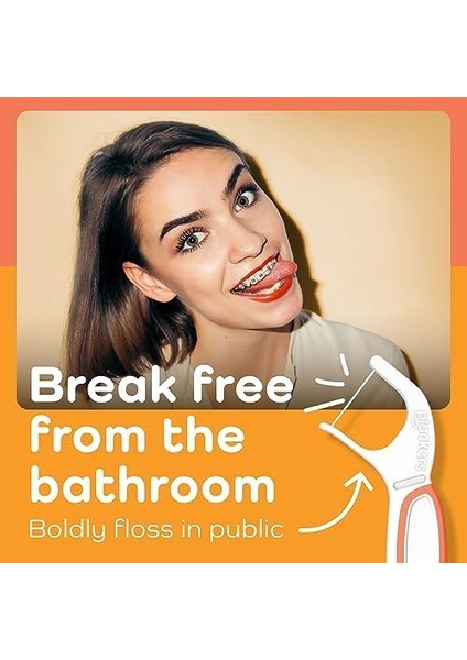 Plackers Orthopick Diş Ipi Diş Teli Için Seçtikleri, 144 Adet (36&apos;lı 4&apos;lü Paket) Süper Tüf Ipi ile Yapılmıştır, Yumuşak, Esnek Kürdan, Diş Teli Nazik, Turuncu modelleri