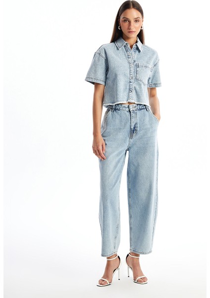 Yeni Sezon Balloon Fit Kadın Jean Pantolon