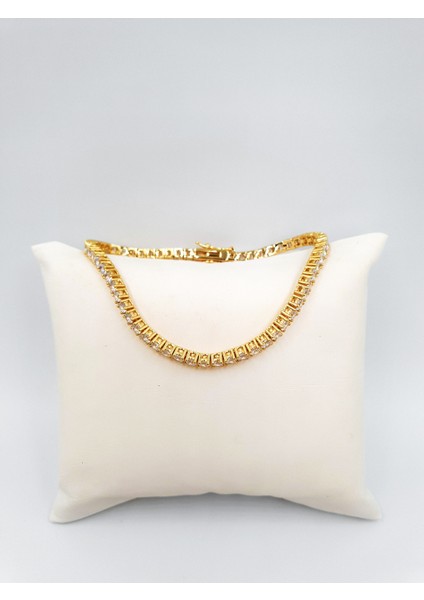 Zirkon Taşlı Altın Kaplama Suyolu Bileklik – Altın Kaplama, Maksimum Işıltı | SF Signature Serisi