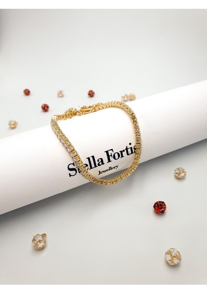 Zirkon Taşlı Altın Kaplama Suyolu Bileklik – Altın Kaplama, Maksimum Işıltı | SF Signature Serisi fiyatları