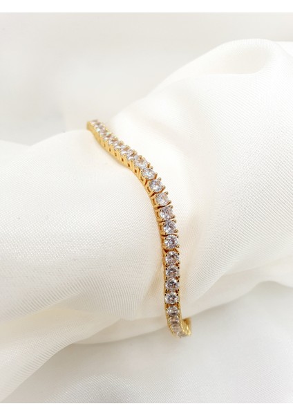 Zirkon Taşlı Altın Kaplama Suyolu Bileklik – Altın Kaplama, Maksimum Işıltı | SF Signature Serisi fırsatları