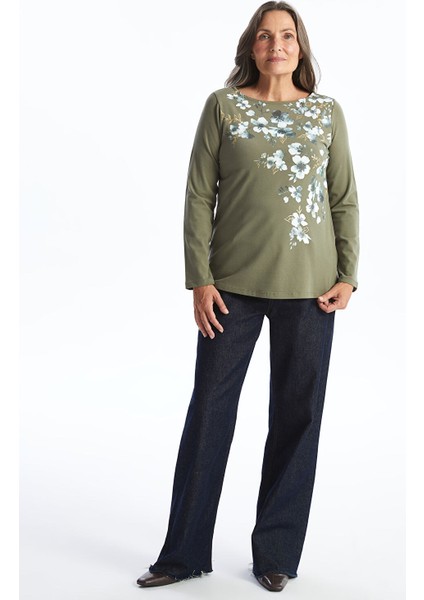 Yeni Sezon Bisiklet Yaka Çiçekli Kadın Tişört fiyatları