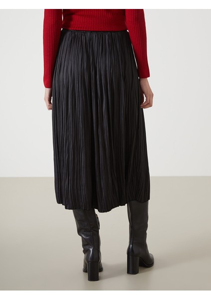 Yeni Sezon Beli Lastikli Saten Kadın Pileli Etek fırsatları