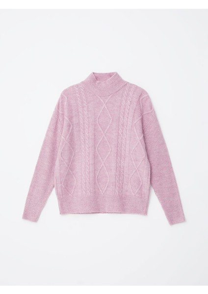 Yeni Sezon Yarım Balıkçı Yaka Kendinden Desenli Kadın Triko Kazak indirimleri