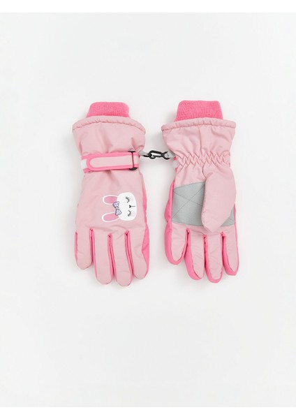 Yeni Sezon Kilit Detaylı Cırt Cırtlı Kız Çocuk Kar Eldiveni