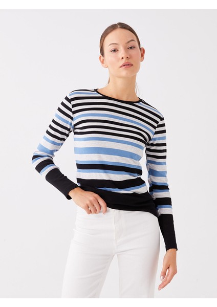 Yeni Sezon Bisiklet Yaka Çizgili Uzun Kollu Kadın Tişört