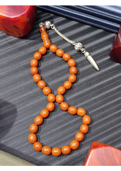 Toz Kehribar Tesbih – Kapsül Kesim, Kahverengi Renk