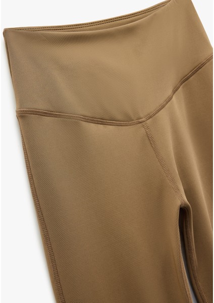 Yüksek Bel Dikiş Detaylı Interlok Slim Fit Ispanyol Paça Spor Tayt modelleri