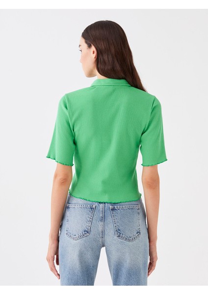 Yeni Sezon Polo Yaka Düz Kısa Kollu Kadın Tişört indirimleri