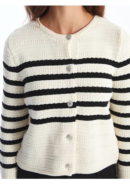 Yeni Sezon Bisiklet Yaka Çizgili Kadın Triko Hırka modelleri