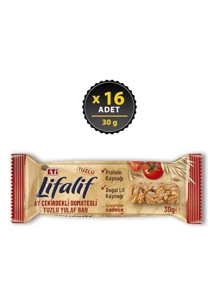 Eti Lifalif Ay Çekirdekli Domatesli Tuzlu Yulaf Bar 30 G x 16 Adet