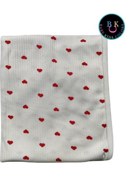 Kalp Baskılı Bebek Battaniyesi 80*90 Çift Kat