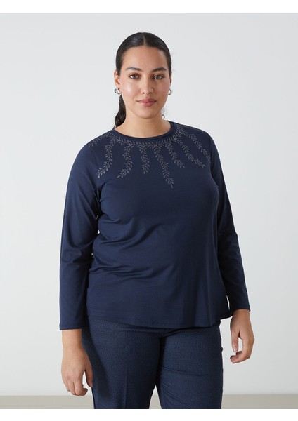 Yeni Sezon Bisiklet Yaka Desenli Kadın Bluz