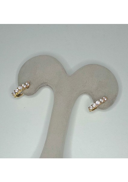 Çelik Zirkon Taşlı Tek Sıra Küpe Gold Renk Beştaş Zarif Halka Küpe fiyatları