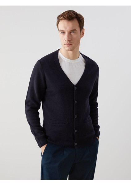 Yeni Sezon Standart Kalıp V Yaka Erkek Triko Hırka