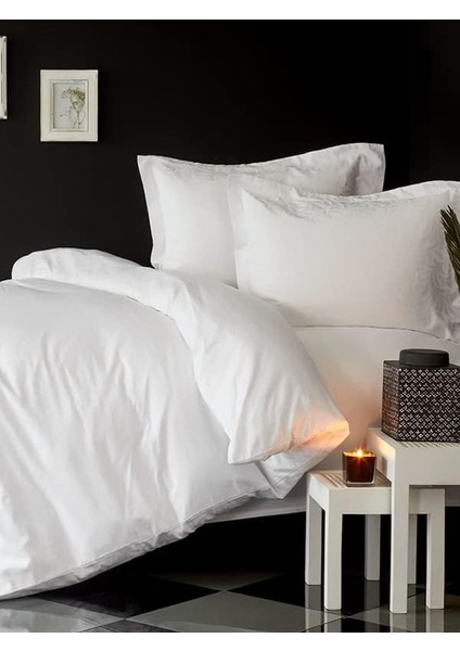 63 Tel Pamuklu Ranforce Çift Kişilik Nevresim Takımı – Beyaz