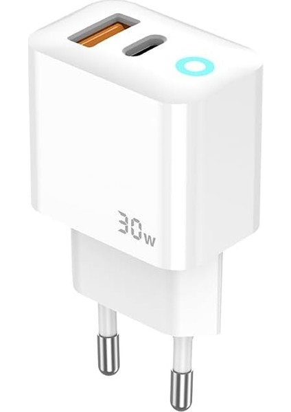 Pd 30WATT Hızlı Şarj Aleti, A + C Girişli, Beyaz