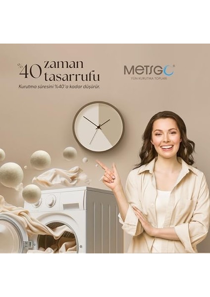 Metsgo (6 Adet) Yün Kurutma Topu - Doğal Yumuşatıcı- Kırışık Giderici - Kurutma Makinesi Için modelleri