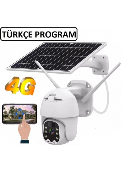 Sim Kartlı 4g Ptz 360 Hareketli Solar Güneş Enerjili 1080P Kamera Türkçe Program Son Sürüm