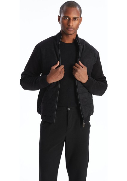 Yeni Sezon Standart Kalıp Dik Yaka Erkek Triko Hırka