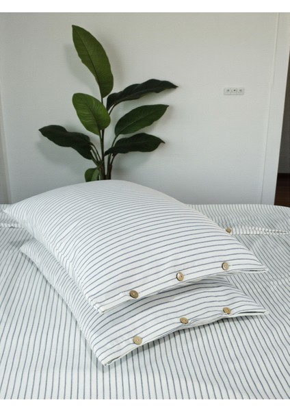 Çift Kişilik Lastikli Çarşaf Seti Düğme Detaylı | Çeyizlik | Hediyelik | Çizgi Desen | Armürlü Dokuma fiyatları