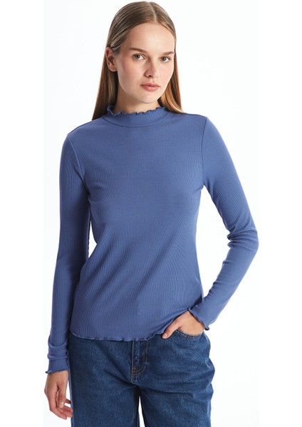 Yeni Sezon Dik Yaka Dokulu Kadın Body