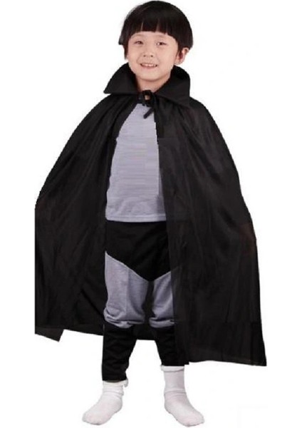 Siyah Renk Yakalı Çocuk Pelerin 90 cm