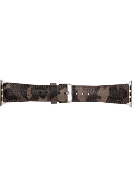 Apple Watch Uyumlu Deri Kordon 42-44-45MM Kamuflaj Bej modelleri