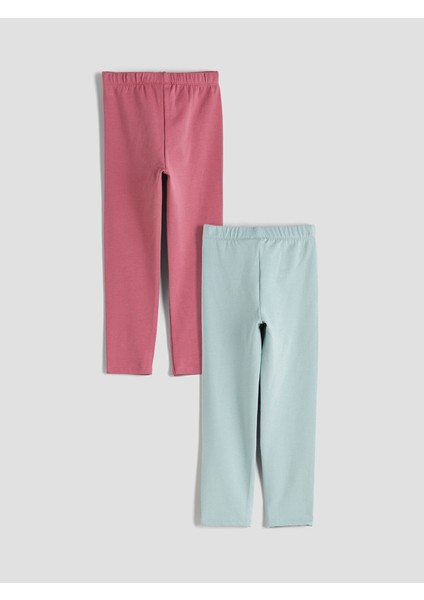 Yeni Sezon Beli Lastikli Kız Çocuk Tayt 2'li