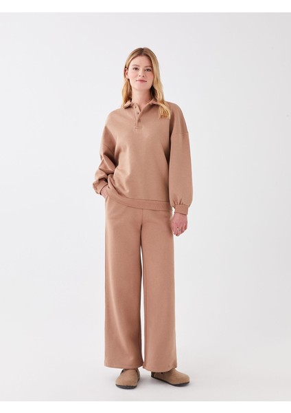 Yeni Sezon Polo Yaka Düz Uzun Kollu Kadın Sweatshirt modelleri