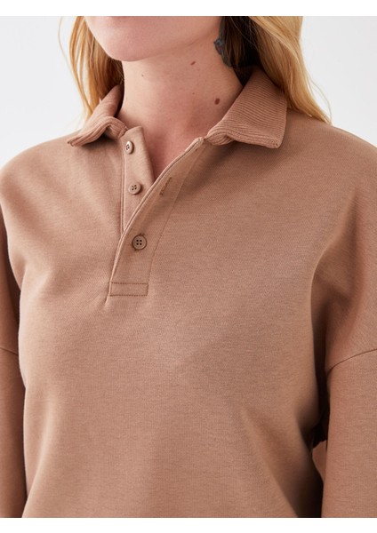 Yeni Sezon Polo Yaka Düz Uzun Kollu Kadın Sweatshirt fırsatları