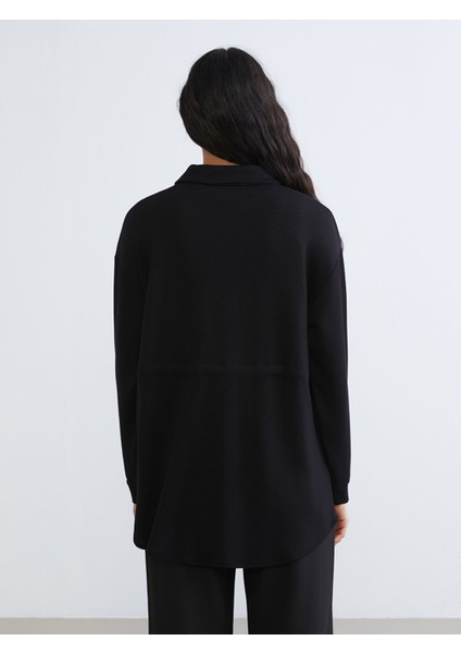 Yeni Sezon Gömlek Yaka Oversize Kadın Fermuarlı Sweatshirt fırsatları