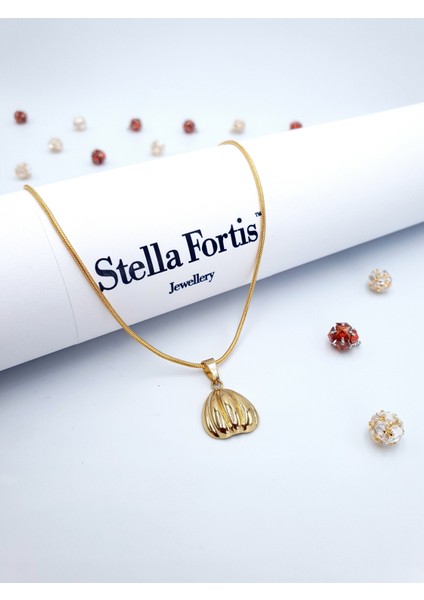 Altın Istiridye Kolye – Deniz Esintili, Bombeli Zarif Tasarım fırsatları