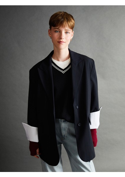 Yeni Sezon Çizgili Oversize Kadın Blazer Ceket fiyatları