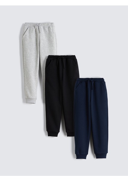 Yeni Sezon Beli Lastikli Basic Erkek Çocuk Eşofman Altı 3'lü Paket