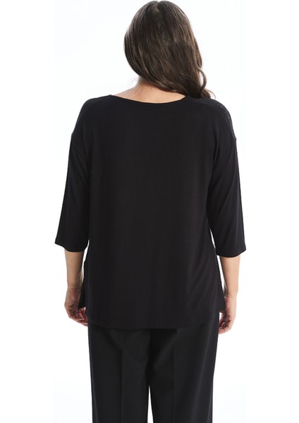 Yeni Sezon Bisiklet Yaka Parlak Taşlı Kadın Tişört fırsatları