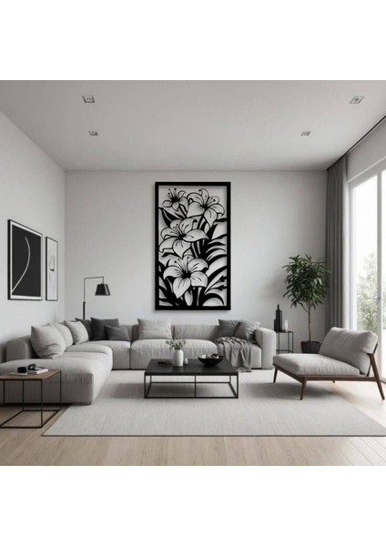 Zambak Bahçesi Metal Tablo – 3D Gölgeli Büyük Duvar Dekoru, Modern ve Zarif Ev Hediyesi modelleri