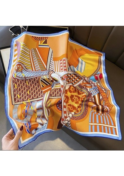 Turuncu Desenli Fular 70 x 70 modelleri